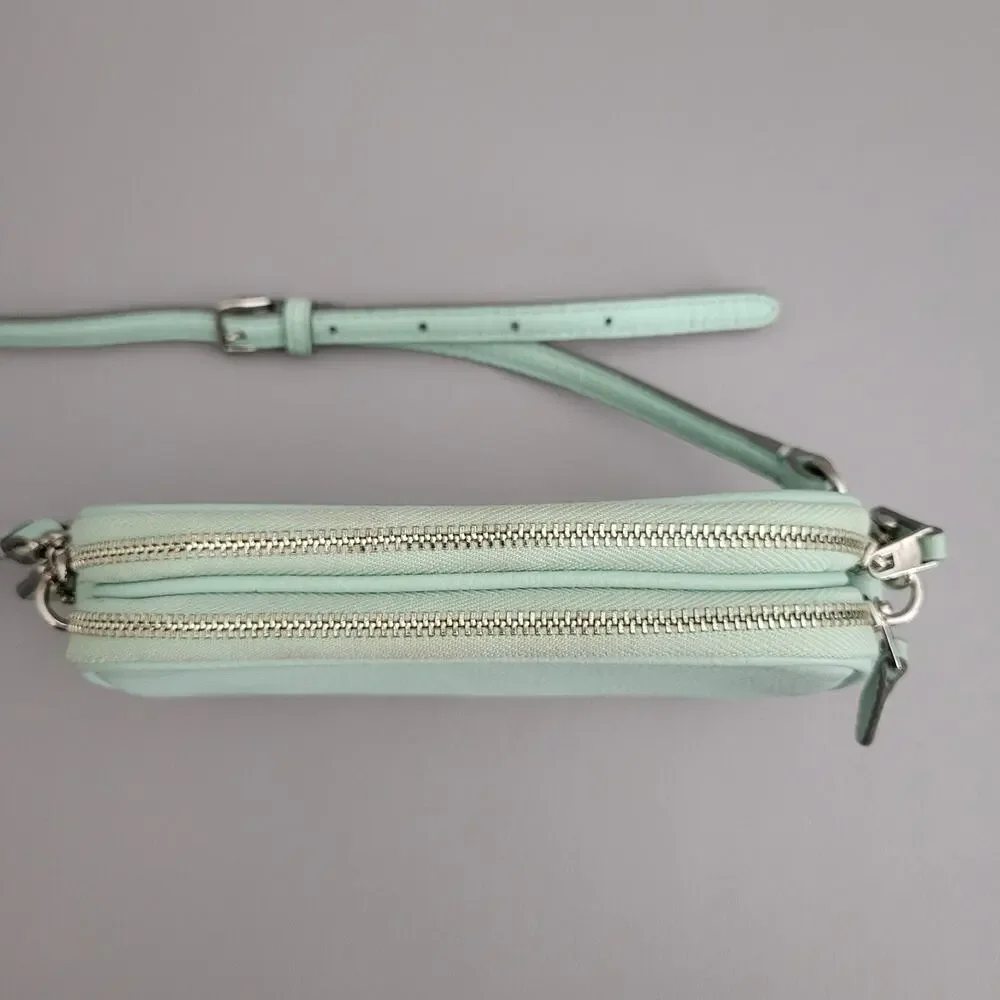 Coach Jes Tiffany Blue crossbody Double Zip Mini